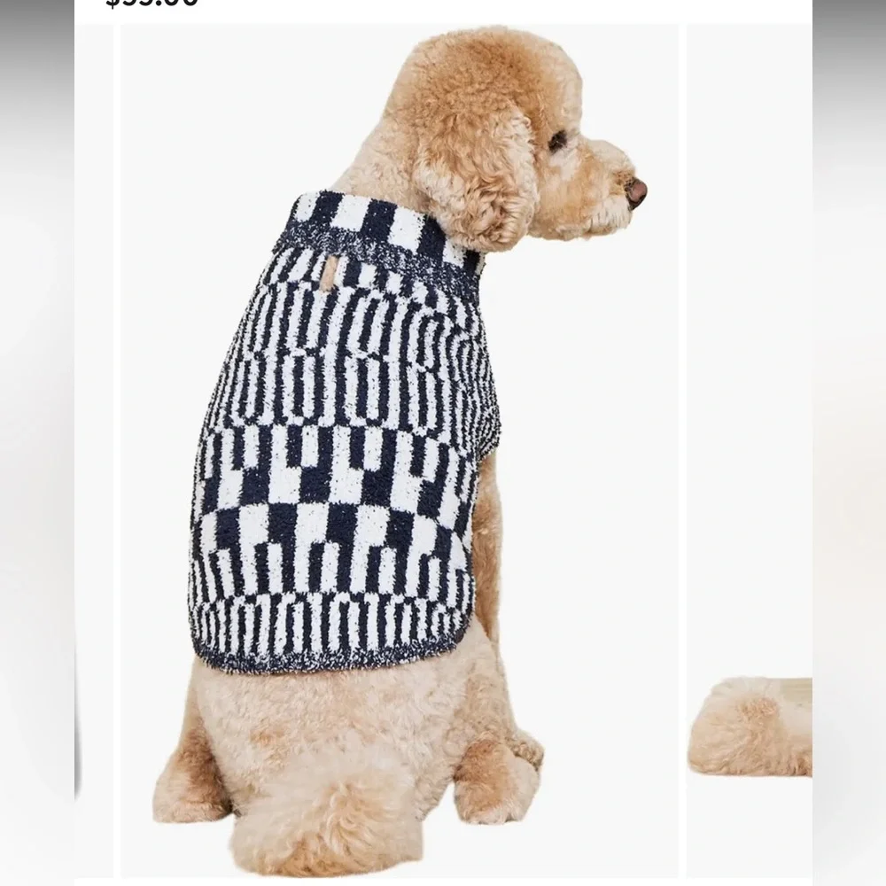 CozyChic Abstract Check Dog Sweater Barefoot Dreams NWT